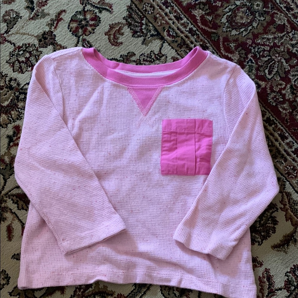 Hanna Andersson Pink Long Sleeve Blouse with White Trim